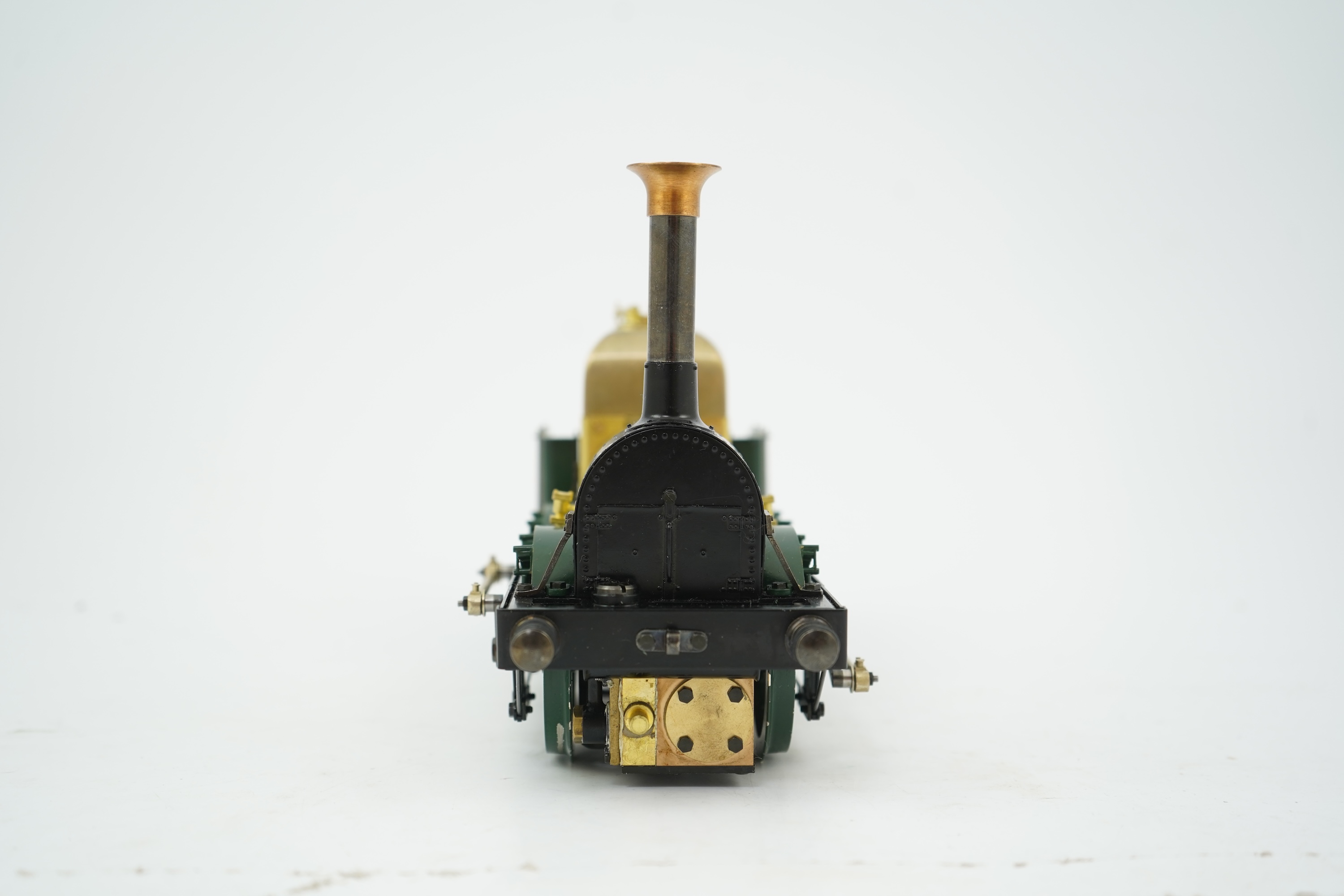 A Gauge One Aster Hobbies live steam L&M Lion, 0-4-2 locomotive, missing tender, with spirit fired slip eccentric single cylinder motion.